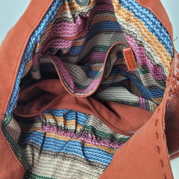 The Sak Indio Sierra Tote Brown Red Leather Large Hobo Bag - Picture 8 of 13